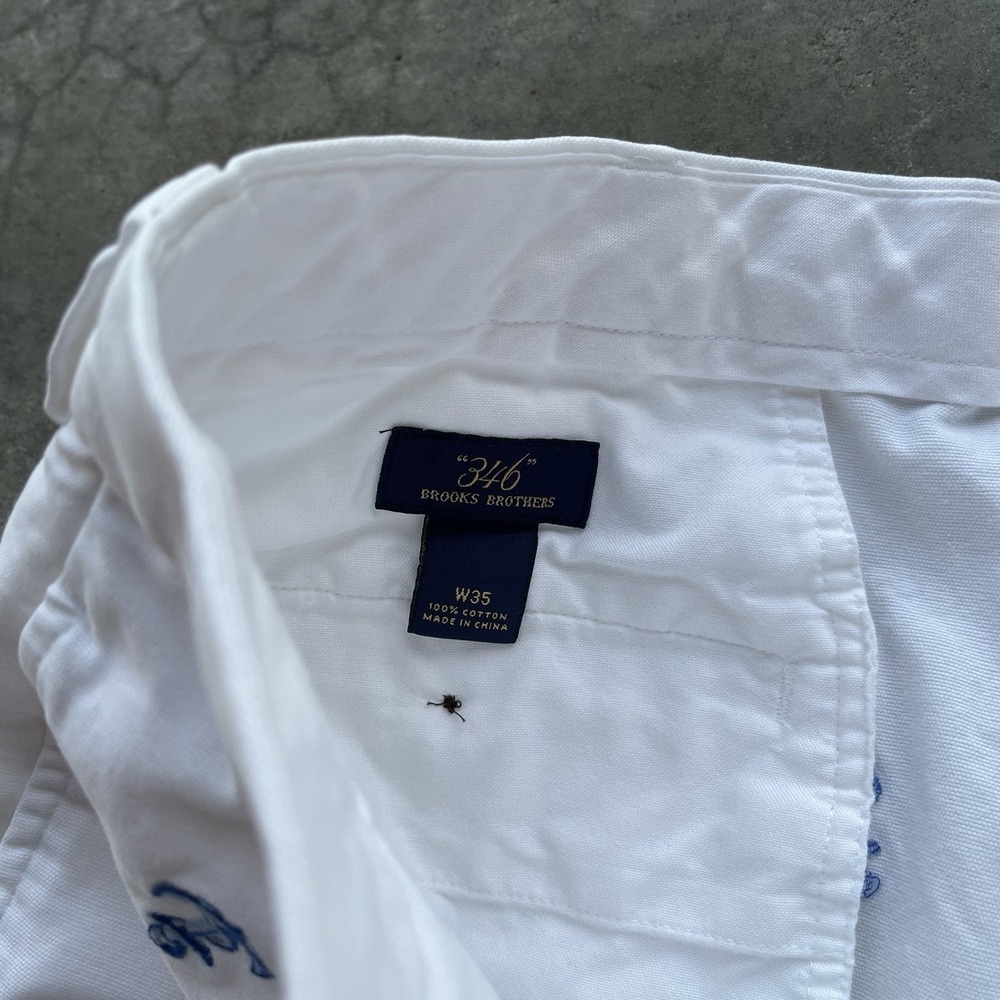 Brooks Brothers 346 All Over Print Anchor White Chino Dress Shorts Above Knee 35 - Picture 6 of 6